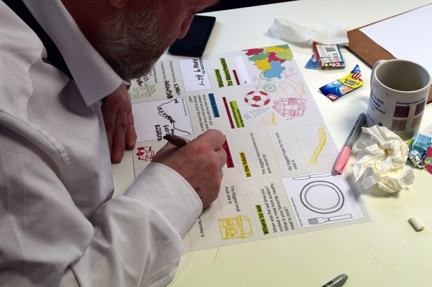 workshop participant completing a 'guide to manchester'